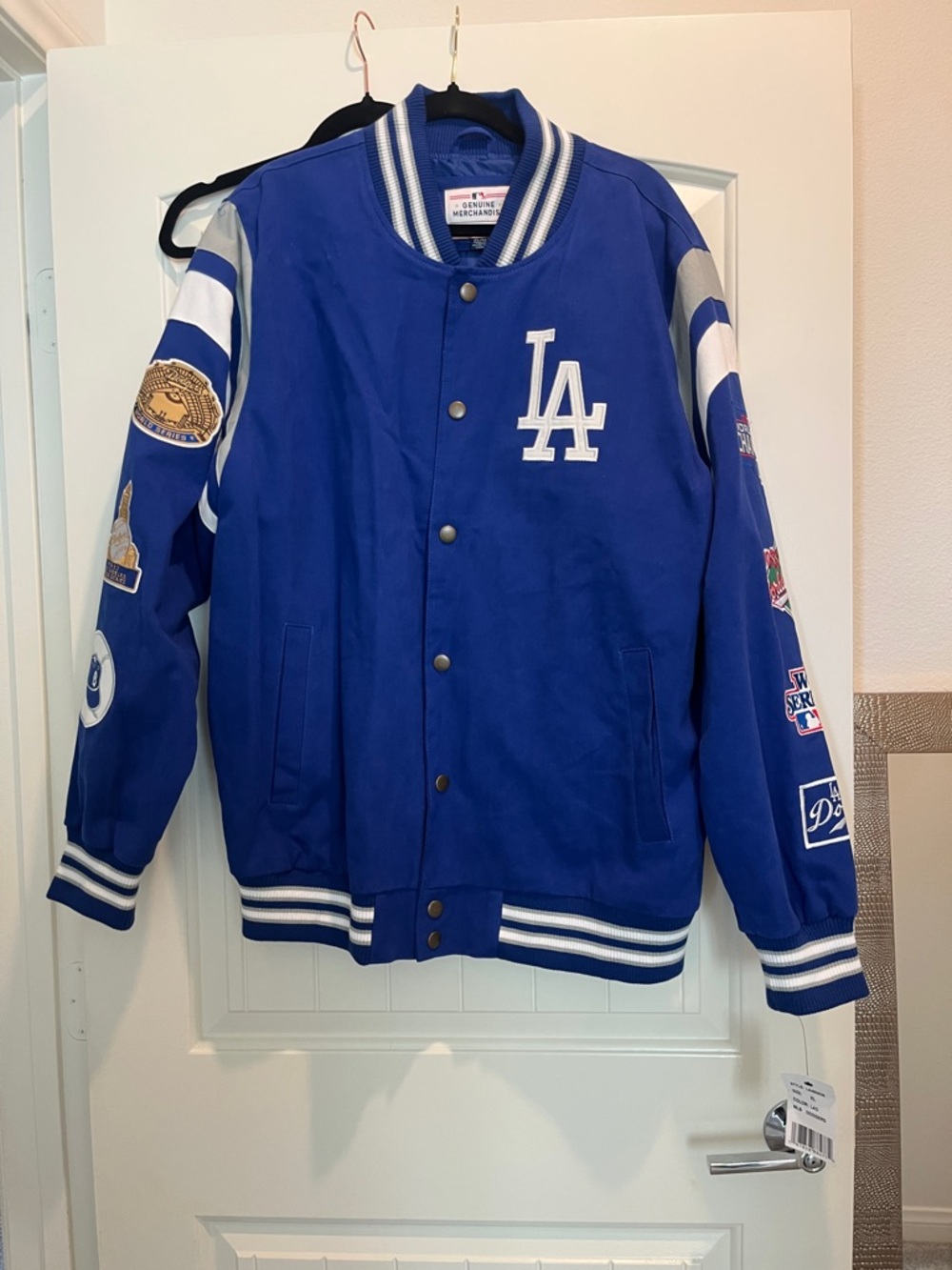 LA Dodgers Blue Varsity Jacket with Patches